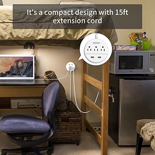 NTONPOWER 15' Braided Flat Plug Power Strip w/ 3 Outlets - image 5