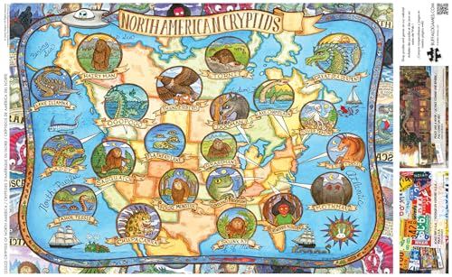 Rompecabezas Buffalo Games - Criptidos de Norteamérica, 300 piezas grandes para adultos | Arte de Carrie Wagner, fabricado en EE.UU., piezas de fácil agarre, cartón reciclado, tamaño: 21 x 15 pulgadas, incluye póster, arte enmarcable, ideal como regalo miniatura 5