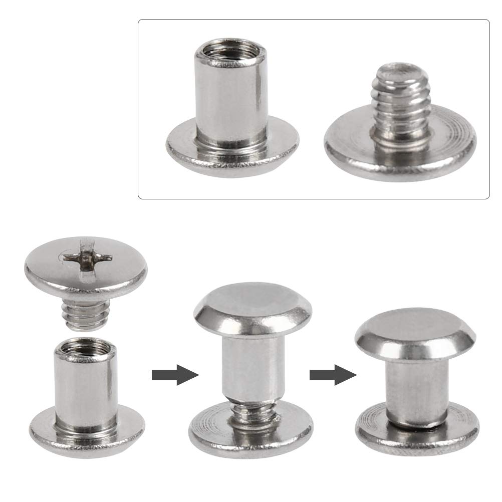 Viti Chicago Screw & Post Set Di 5 Viti Chicago (Screw & Post) Nichelate, Testa Solida, Diametro 1/8 (3.1mm) - USA Made Scott Scale - Foto 8