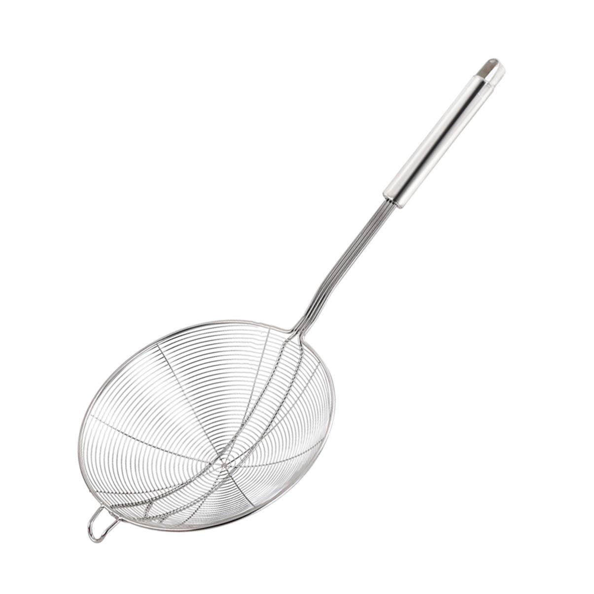 Cabilock Stainless Steel Mesh Strainer Stainless Steel Skimmer Strainer Fine Mesh Wire Skimmer Spoon Ladle for Vegetables Pastas Chips Draining Frying Silver 18cm