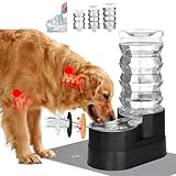RIZZARI Large Water Dispenser for Dogs: 8L Black Raised Gravity Auto-Refill Waterer with Stainless Steel Bowl - Leak-Resistant & Easy Cleaning - Less Bending for Senior Dogs - Garage & Garden