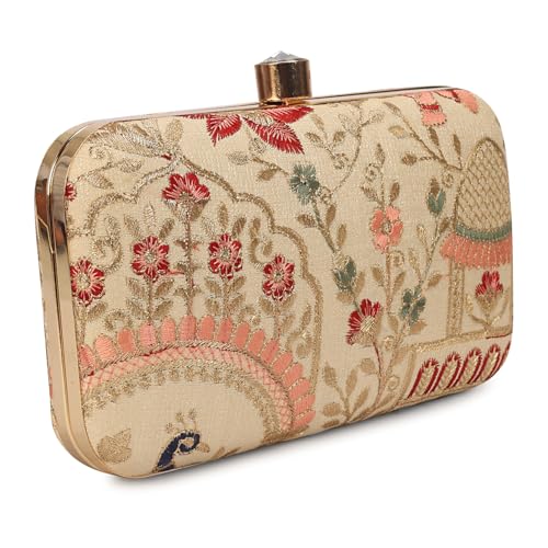 Image of LONGING TO BUY Hand Crafted Designer Box Clutch - Zari Embroidery For Women