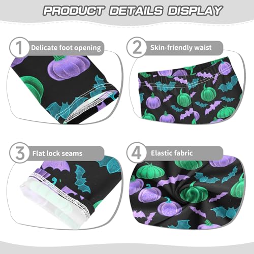 Girls' Athletic Leggings Ankle Length Yoga Dance Pants Kids Teen 4T Fluorescent Pumpkin Bat3