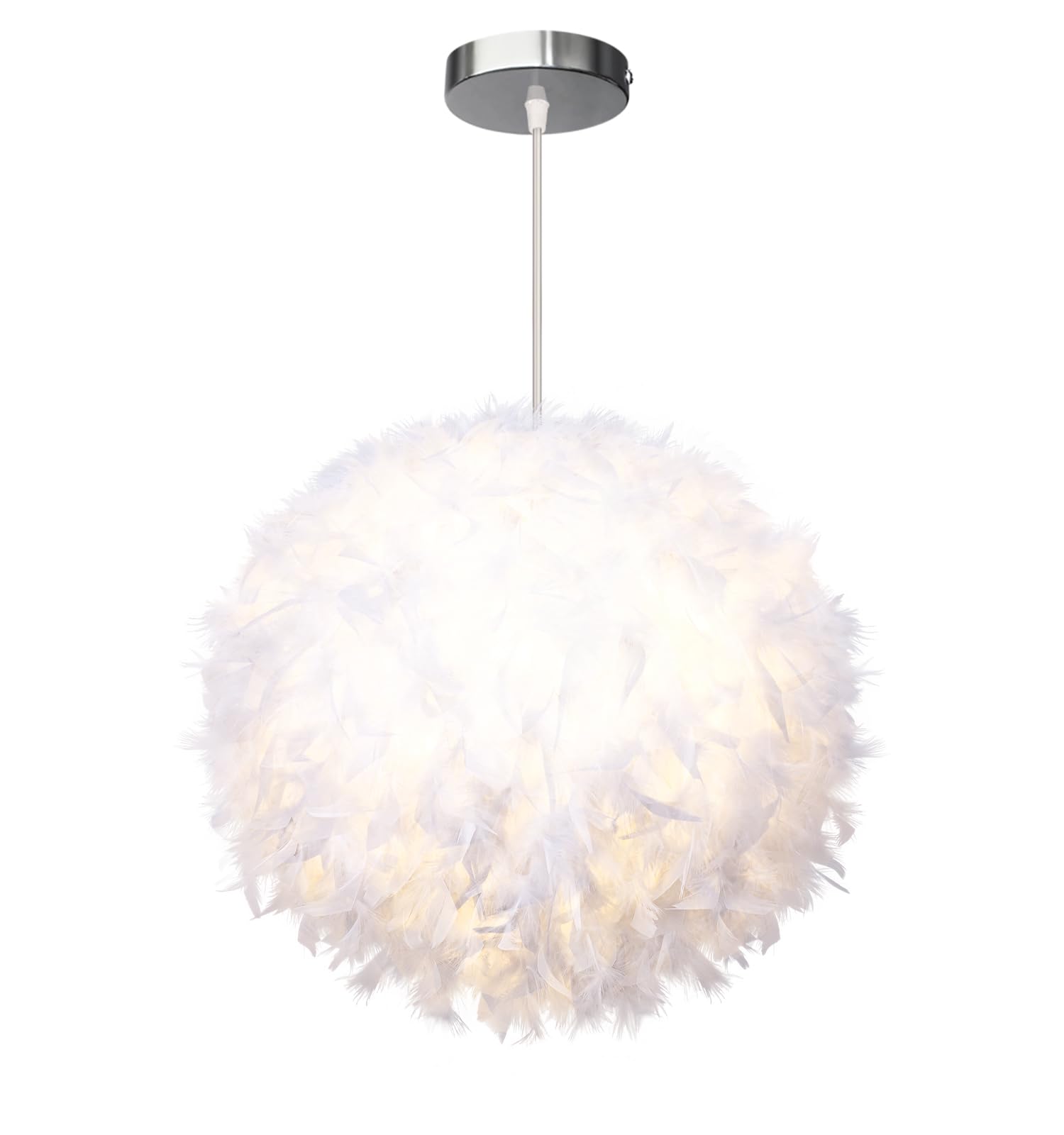 Suspension Plume Abat-Jour Suspension Décorative Moderne Plafond Plume Lampe E27 Socket 40W Convient pour Chambre, Couloir, Salon (Ampoule Non Incluse)