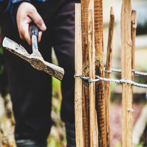 5m Aquagart Staketenzaun 100cm hoch Lattenabstand 4-6cm Gartenzaun Kastanienzaun aus Haselnuss Langlebiger Holzzaun Holz Zaun mit doppelter Drahtumspannung Rollzaun