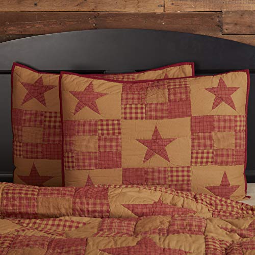 VHC Brands Ninepatch Star Hand Quilted Bedroom Decor, Standard Sham,