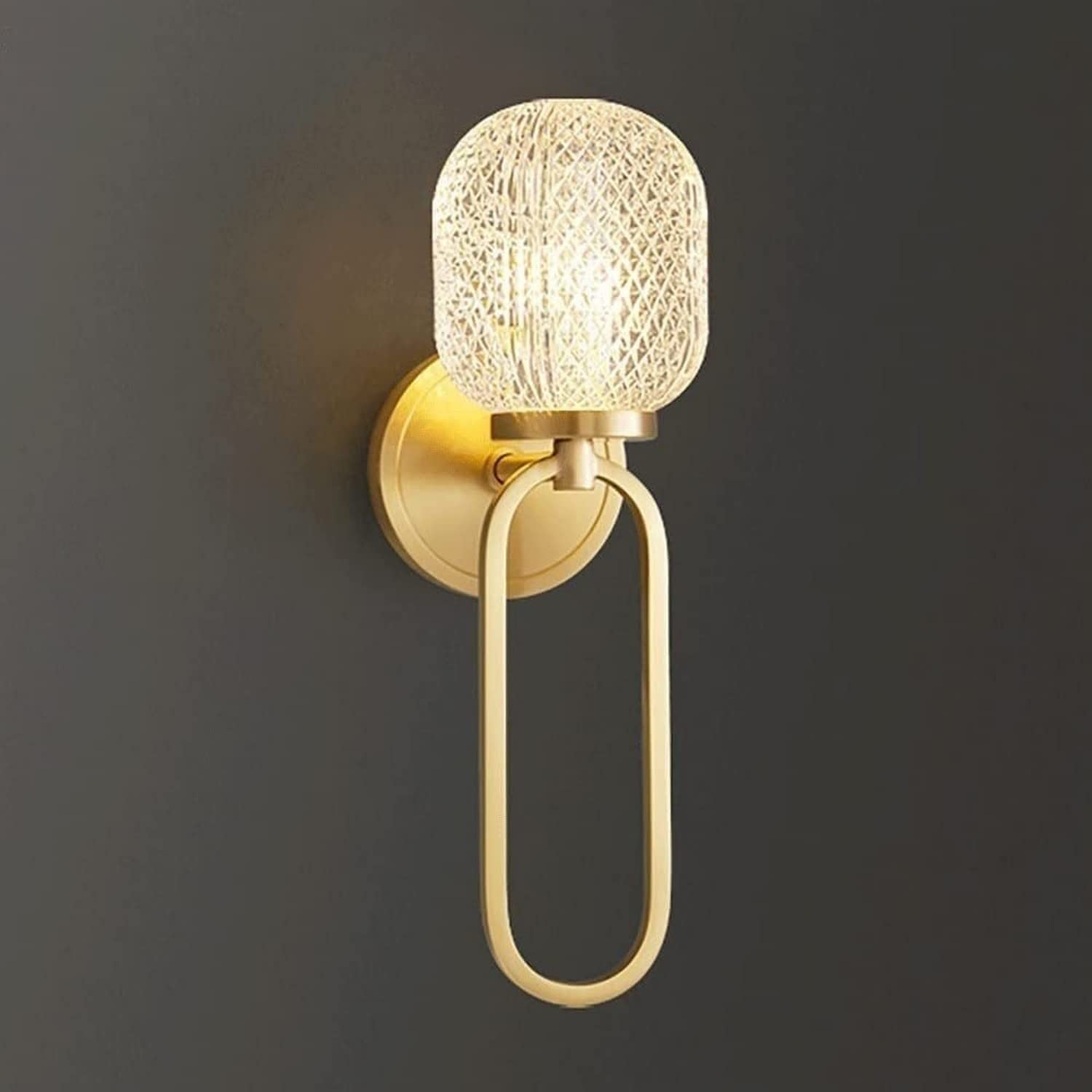 Aplique de pared de cobre lámpara de noche de latón moderna con pantalla vidrio G9