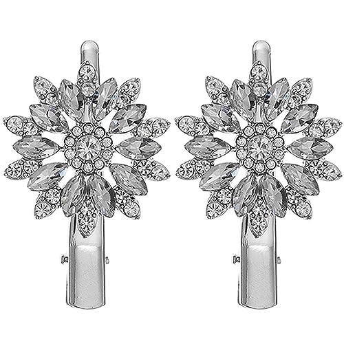 NOLITOY 2個クリスタルフラワーラインストーンヘアクリップ 軽量合製 魅力的なメタルダックビルクリップ レディース 結婚式やパーティーに