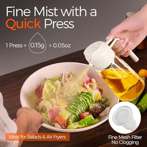 Image of SHOPPOFOBIX Oil Sprayer and Dispenser Bottle Glass, 500ml Capacity, 2-in-1 Design, Press to Dispenser | Vinegar, Soy Sauce, Olive, Sauce, Oil (2)