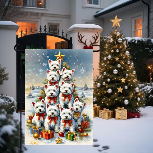 Image of BlissYard Christmas Cat Garden Flag 12x18 Inch Polyester