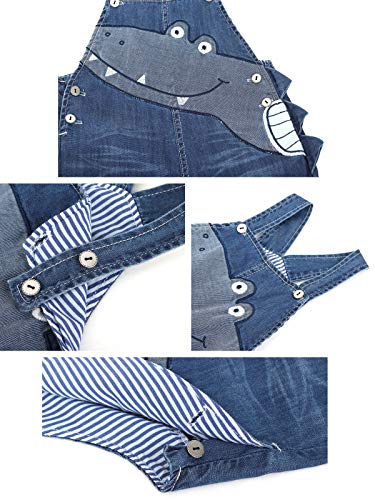 Baby Jungen Mädchen Jeans Latzhose Strampler Overalls Weiche Baumwolle Denim Hose Dünn für Frühling Sommer Cartoon Krokodil Größe 74-80
