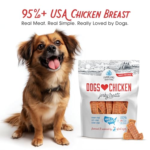 Farmland Traditions Dogs Love Chicken Jerky Dog Treats, Premium Two-Ingredient Dog Jerky with USA-Raised Chicken, 3-Pound Bag