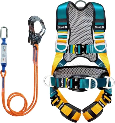Magicbox Fallschutz Auffanggurt mit Verdickte Lendenwirbelstütze für Outdoor Baumklettern Bergsteigen Rettungsdienst Fallschutz Auffanggurt Absturzsicherung Sicherheitsgurt Set