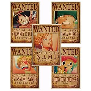 Anime Poster, One Piece Wanted Poster,One Piece Poster Vintage Muurschildering Poster Deco Muur – Verzending Opgerold in…