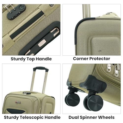 Image of AMERICAN TRAVELLER Embossed Trolley Bag | Lock & Telescopic Handle | Cabin, Medium, Large, 18% Expandable, 360 Dual Disc Spinner Wheels, Lock & Telescopic Handle