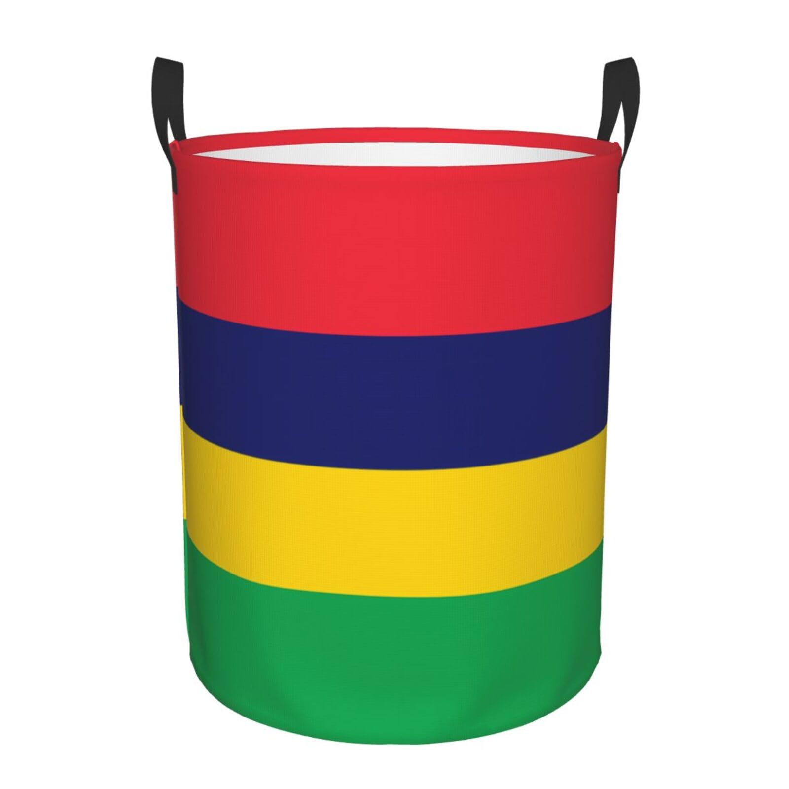 M Circular Hamper – Collapsible Flag of Mauritius Print Laundry Basket