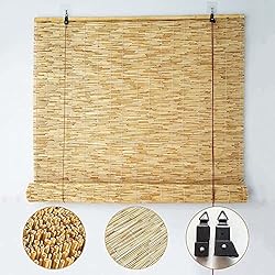 Persianas Antiguas Enrollables Suwooy Persianas De Caña,Ancho 70cm 90cm 110cm 130cm 150cm,Estor Enrollable De Bambú Natural,Cortinas De Caña De Ventana,persianas Romanas Antiguas,Parasol,Personalizable,W×H-80x180cm/31.5x71in