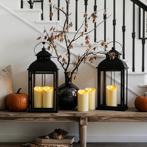 Image of Raycare 6 inchx3 inch Outdoor Waterproof Flameless Candles with Remote and Timer, Battery Operated LED Electric Fake Pillar Candle for Christmas Home Wedding Decor, Dark Ivory, Set of 2