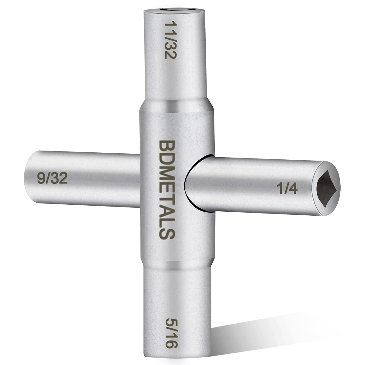 Bdmetals 4 Way Sillcock Key, Heavy Duty, 4 Sizes - 1/4", 9/32", 5/16", 11/32" (1 Pack)