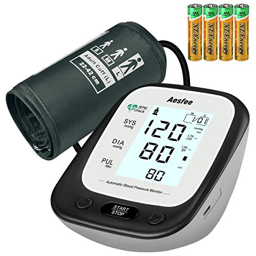 Misuratore di Pressione da Braccio Professionale, Digitale Misurazione Automatico di Pressione Arteriosa e Battito Cardiaco, Grande Schermo LCD, 2 x 90 Misurazioni Memoria
