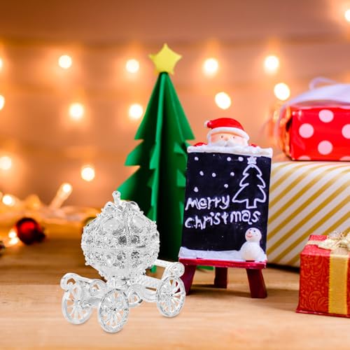 Imikeya H121066A0K2ZP9O65T Silver Rhinestone Jewelry Box: Crystal Pumpkin Carriage Trinket Boxes Silver Jewelry Box Decorative Jewelry Display Ring Holder Jewellery Box thumb #5