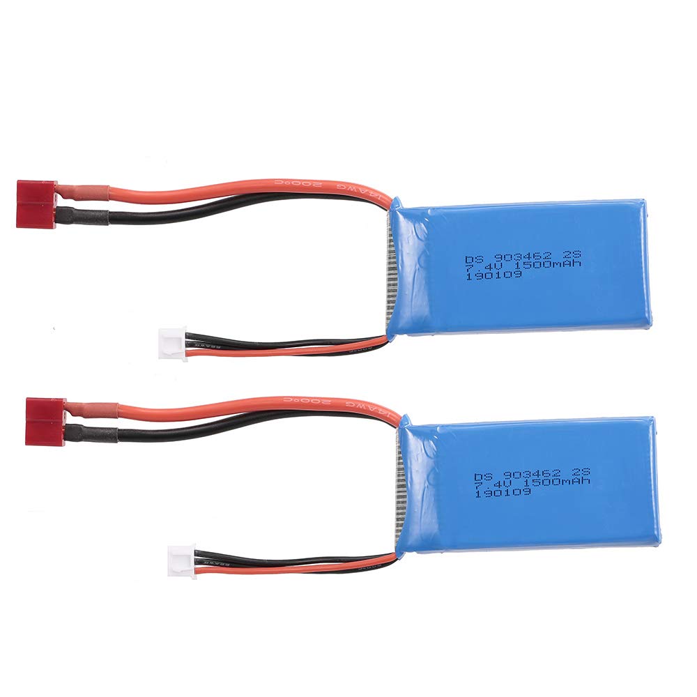 Goolsky- ZOP Power RC Li-Po Batería 7.4V 1500mAh 25C 2S Recargable con T Enchufe for RC Drone Coche Barco Helicóptero Avión 2pcs