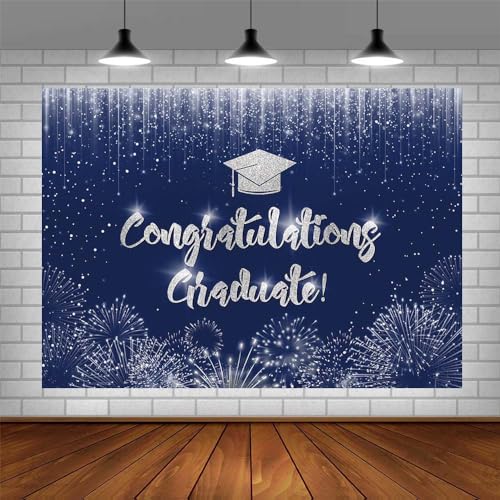 Fondo fotográfico graduación 10x7ft azul plata miniatura 3