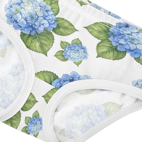 Cotton Toddler Girls Underwear Watercolor Blue Hydrangea Flowers Little Girl Panties Artistic Underpants Briefs 2t4