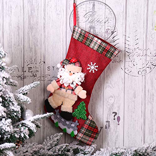 Igemy Christmas Candy Bag, Christmas Stocking Large Stockings Gift and Treat Bags Hanging Socks for Kids Children Festival Holiday Decor Ornaments