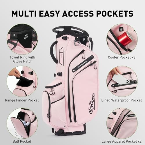 KeyOpen 14-Way Lightweight Golf Stand Bag