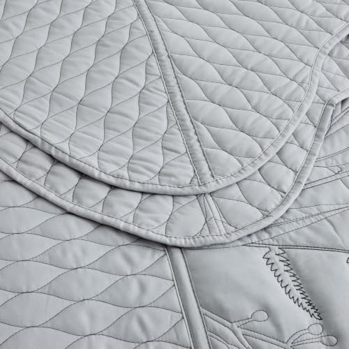 Image of Bedspread oversized Queen 102x118,Beautiful Leaf Stitching,5 PCGrey