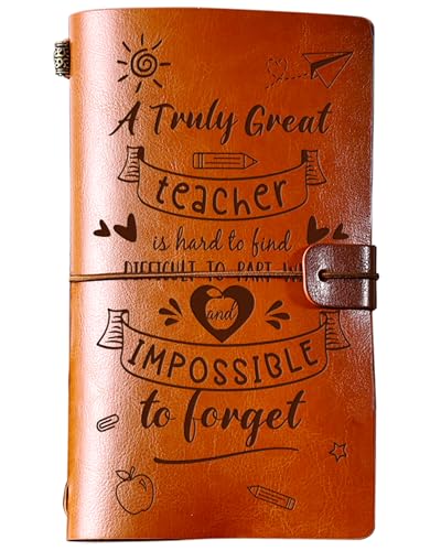 TheGiffter Teacher Gifts for Women Men Thank You Teacher Leather Journal Gifts Teaching Assistant Appreciation Gift Gift for Best Teacher End of the YearA6 12x20cm
