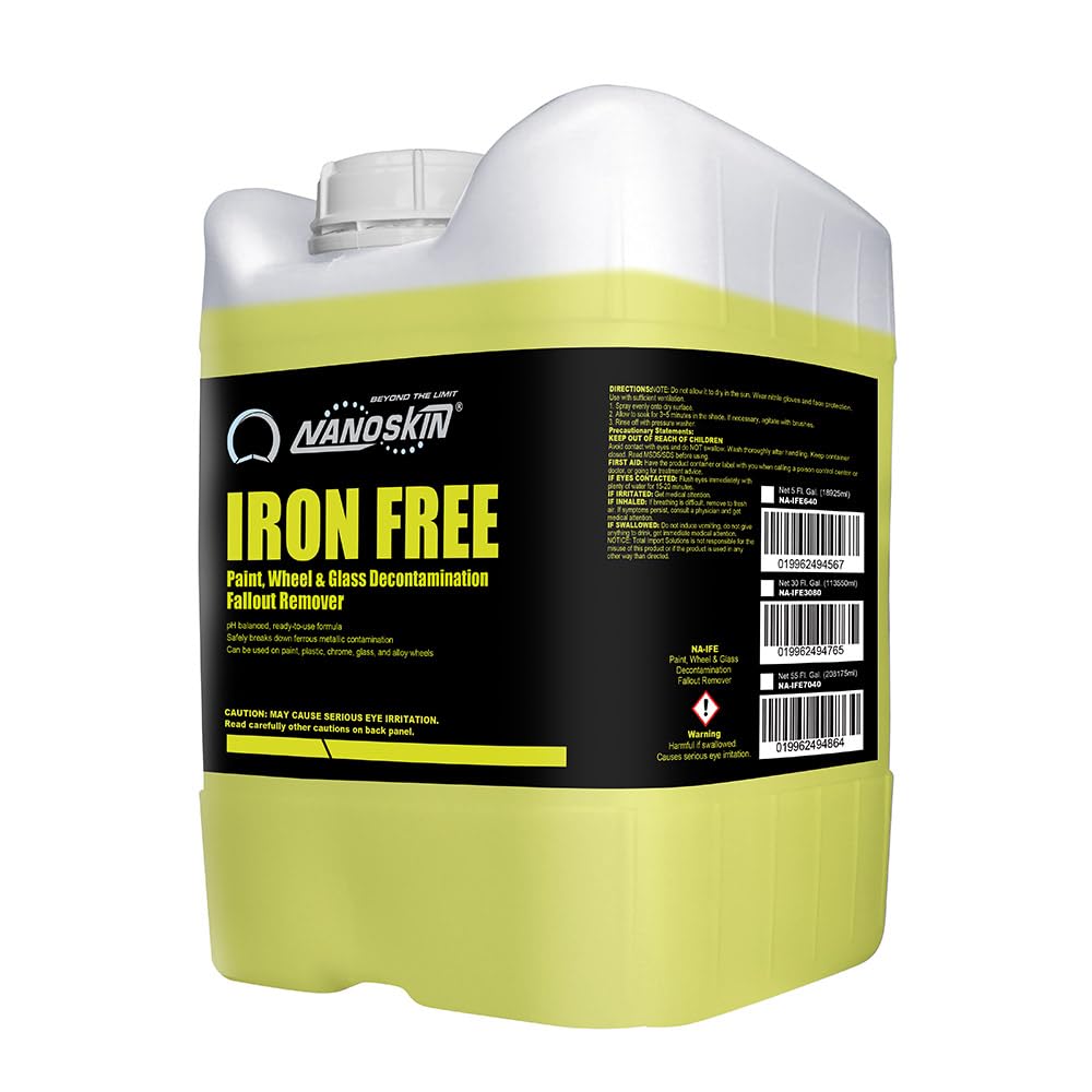 IRON FREE Paint, Wheel and Glass Decontamination Fall Out Remover 5 Gallons - Removes Iron Particles in Car Paint, Motorcycle, RV & Boat | Use before Clay, Wax or Car Wash for Car Detailing, Yellow