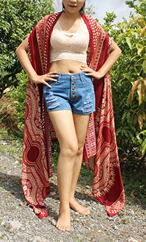 Full Funk Bohemian Sleeveless Robe Scarf Shawl Shirt African Dashiki Printed Rayon2