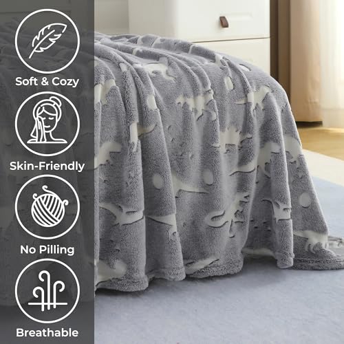 Image of Story@Home Glow Blankets for Kids | Lightweight Bed Blanket for Kids |Kids Blanket 0-15 Years (200x150cm) Soft Fleece Blanket |Cozy & Warm All-Season Radium Blanket for Boys & Girls - Dinosaur