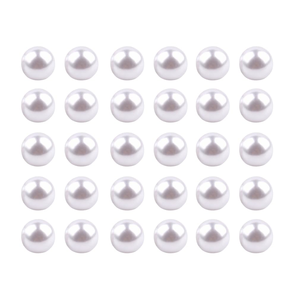30Pcs Resin Round Pearl Buttons 10mm Pearl Sewing Buttons for Crafts Clothes Sewing, White