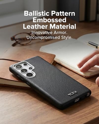 Image of CG MOBILE TUMI [Official Licensed], Protective Case Designed for Galaxy S26 Ultra (2026) | Magnetic System Balistic Texture Case | Genuine Leather Case - Black