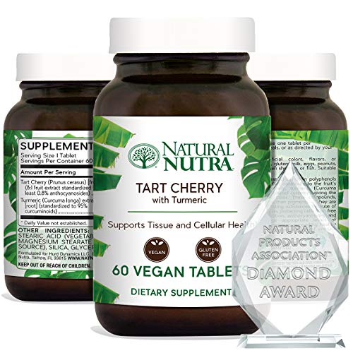 Natural Nutra Tart Cherry Extract with Turmeric Curcumin, Effective Inflammation Relief Supplement, Joint Health, Support Tissue and Cellular Health, Vegan, Vegetarian, Gluten Free, 60 Tablets