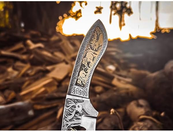 Handengraved Hunting Knife Skinning Knife 440C Stainless Steel Fixed Blade Knife with Sheath for Outdoor Camping, Fishing, Hunting