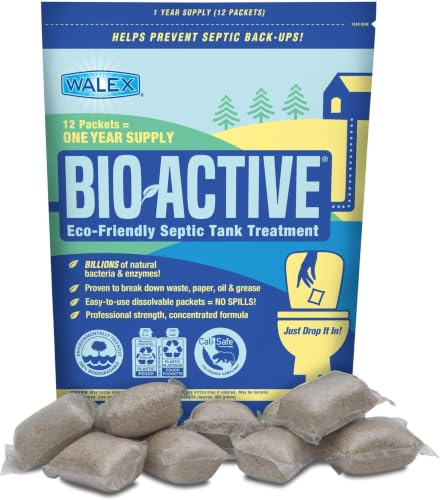 Image of Walex Bio-Active Home Septic Tank Treatment-Strong Digestive Power with Beneficial Bacteria & Enzymes for Liquefying Solids & Breaking Down Waste,Odor Neutralizer -1 Year Supply,12 Counts(Pack of 12)