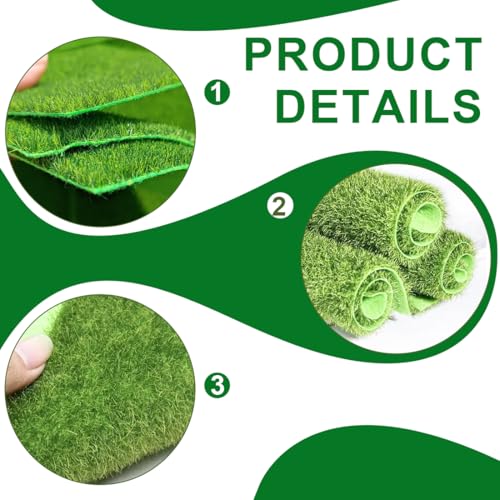 NHQZ 4 Stück Kunstrasen Miniaturgarten, Rasenteppich, 15x15cm Kunstrasen Teppich Miniaturgarten Teppich Künstliche Miniatur Moos Garten Kunstrasen Verzierung Moos DIY Dekorationen Miniatur Ornament