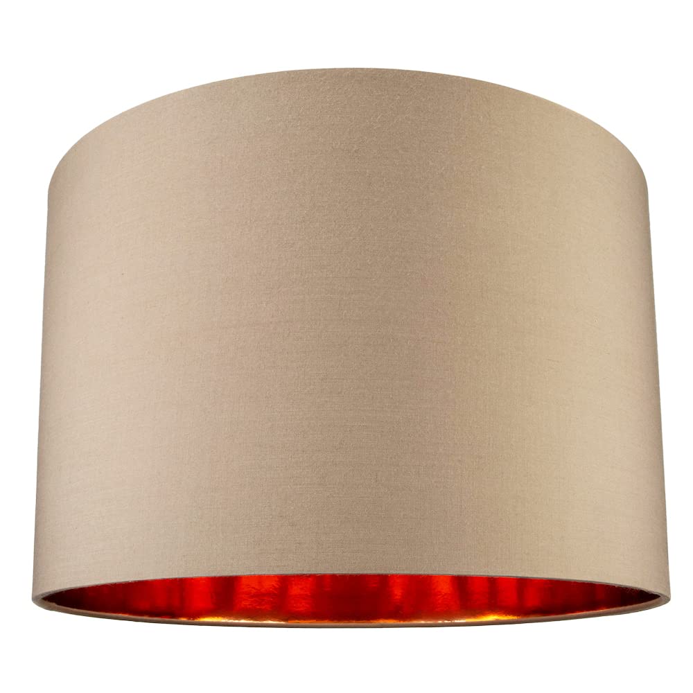 Contemporary and Chic Ochre Cotton 10" Table or Pendant Circular Drum Lamp Shade with Shiny Gold Inner - 60watt Maximum by Happy Homewares — view 16