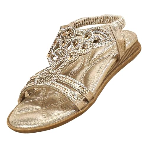 IWIHMIV Girls Sandals Girls Dress Elastic Ankle Strap Sandals Lightweight Summer Hollow Out Princess Beach Shoes