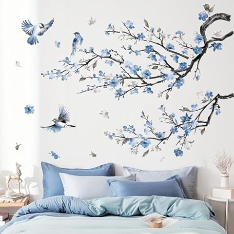 Decalmile Watercolour Flower Branch Wall Decals Cover