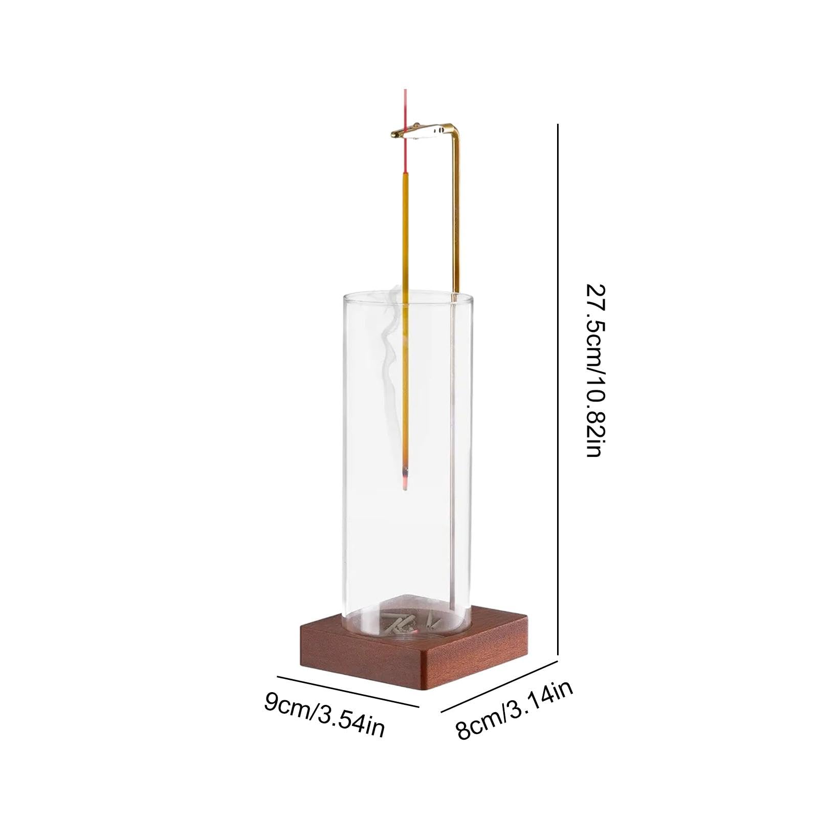 Räucherstäbchenhalter Mit Glas-Aschefänger – Abnehmbar, Staubgeschützt, 18 Cm Hoch