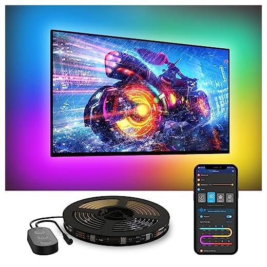 Govee TV LED Hintergrundbeleuchtung, RGBIC TV LED Strip für 55-65 Zoll Fernseher, 3,8 M Intelligente LED Streifen mit Bluetooth & WLAN Steuerung, Funktioniert mit Alexa & Google Assistant, Musiksync