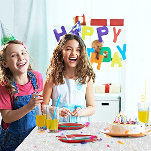 Image of SietDESEO 2 Pack Plastic Lace Tablecloth 54 X 108 Waterproof Disposable Lace Table Cover for Wedding Party Birthday Camping Bridal Shower Tablecloth Plastic