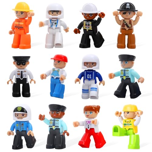 Large Magnetic Figures 3 Inches Community Figures Set Compatible with LEGO 12 Pieces STEM Learning Magnetic Play People for Boys Girls Age 3 4 5 6 7 8+ Magnet Tiles Expansion Accessories Pack