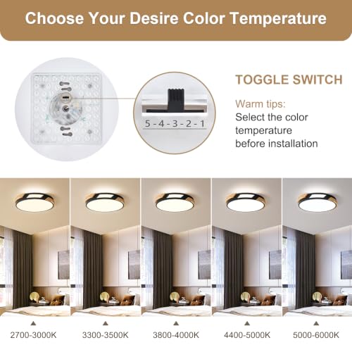 Image of Modern LED Ceiling Light, Wood Dimmable Flush Mount Ceiling Light Fixture
