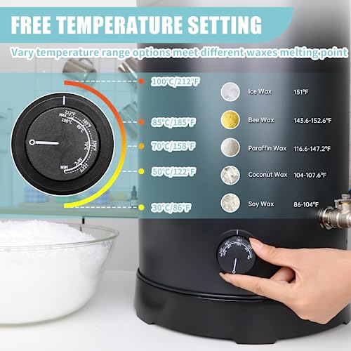 TOAUTO 30Lbs Commercial Wax Melter for Candle Making Large Electric Wax Melting Pot for Candle Making Business with Temperature Control & Quick Pour Spout - Image 6